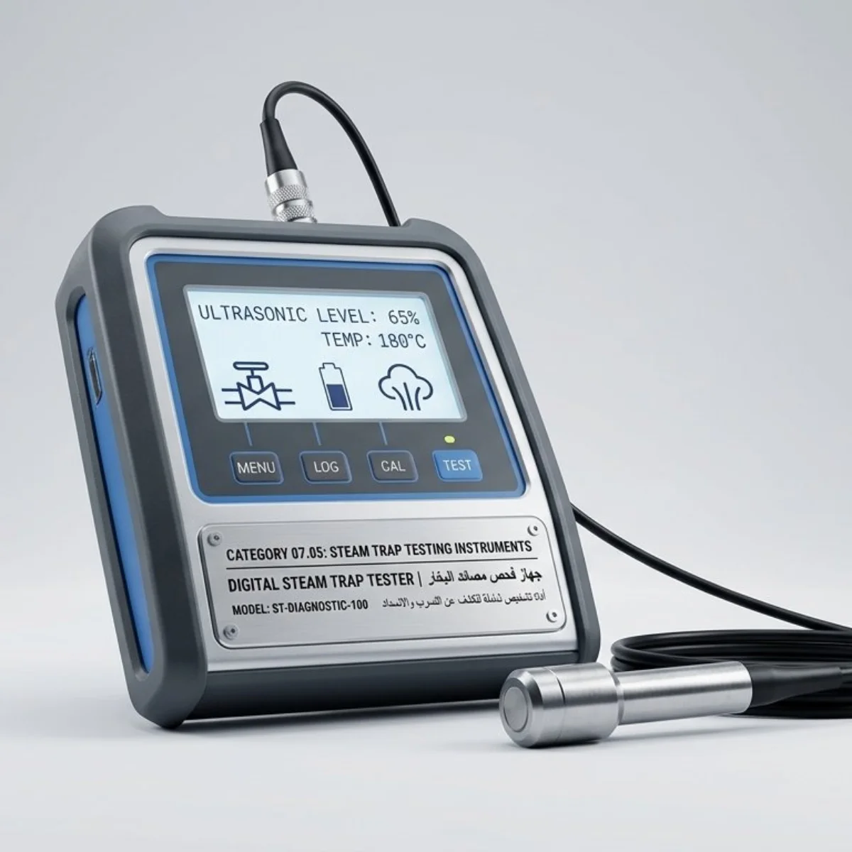 Digital ultrasonic steam trap testing instrument and diagnostic device