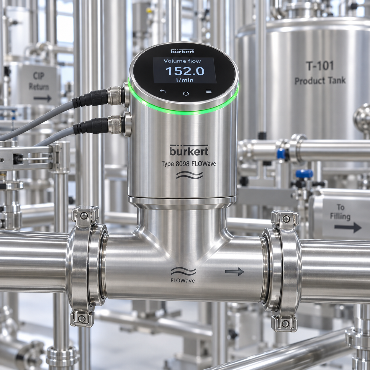 Bürkert Type 8098 FLOWave hygienic SAW flowmeter